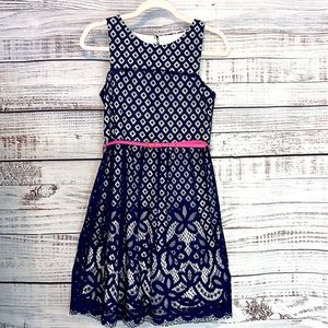 Girl’s Navy Blue Lace Dress | Size 16